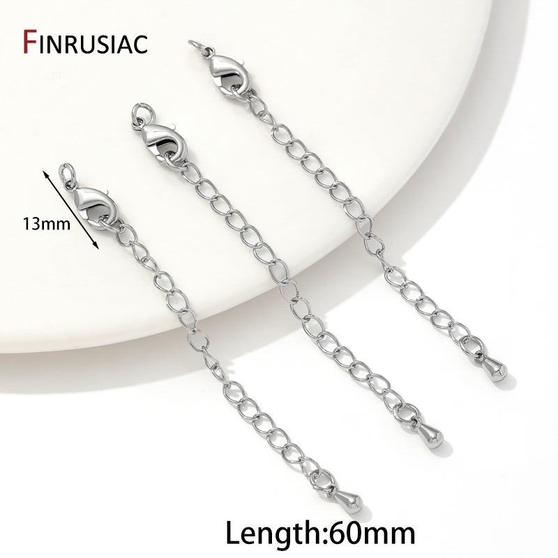 Cadenas de extensión de latón chapado en oro de 18 quilates con cierres de langosta, conector de eslabones, cola de collar, suministros de accesorios de pulsera DIY: 3 XL / Caqui