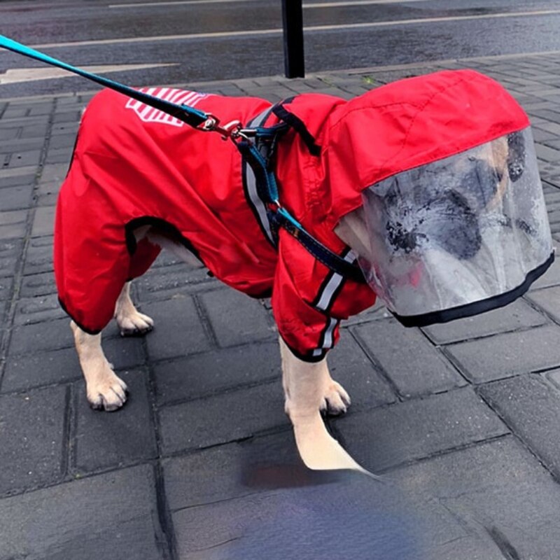 Pet Kleding Regenjas Hond Poncho Huisdier Vier-Legged Waterdichte All-Inclusive Teddy Chihuahua Kleine Hond Grote Hond Regenachtige dag Kleding: Rood / M