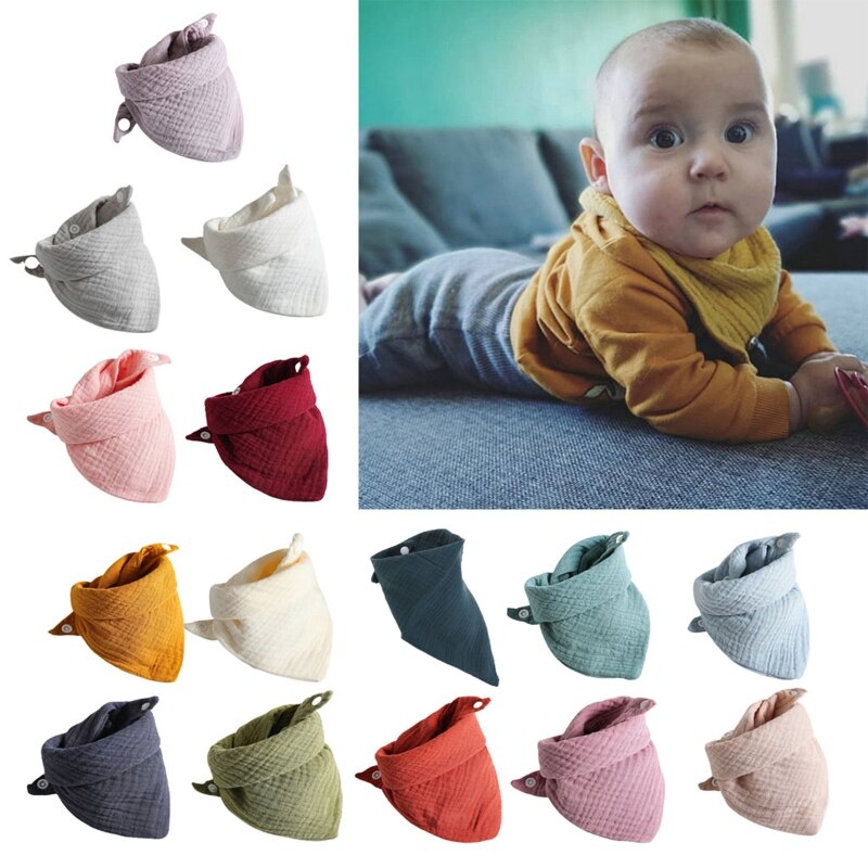 5 Pcs Babyvoeding Kwijlen Slabbetjes Speeksel Handdoek Driehoek Sjaal Bandana Zacht Katoen Bib Verstelbare Drukknoop Burp Doek