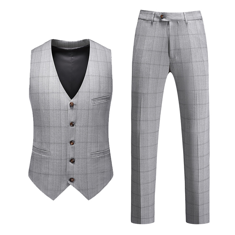 ( Vest + Pants ) Mens Four Seasons Plai Suit Business Suit Fitted Wedding Groomsmen Waistcoat Trousers 2-piece Set: Asia 5XL (EUR 3XL)