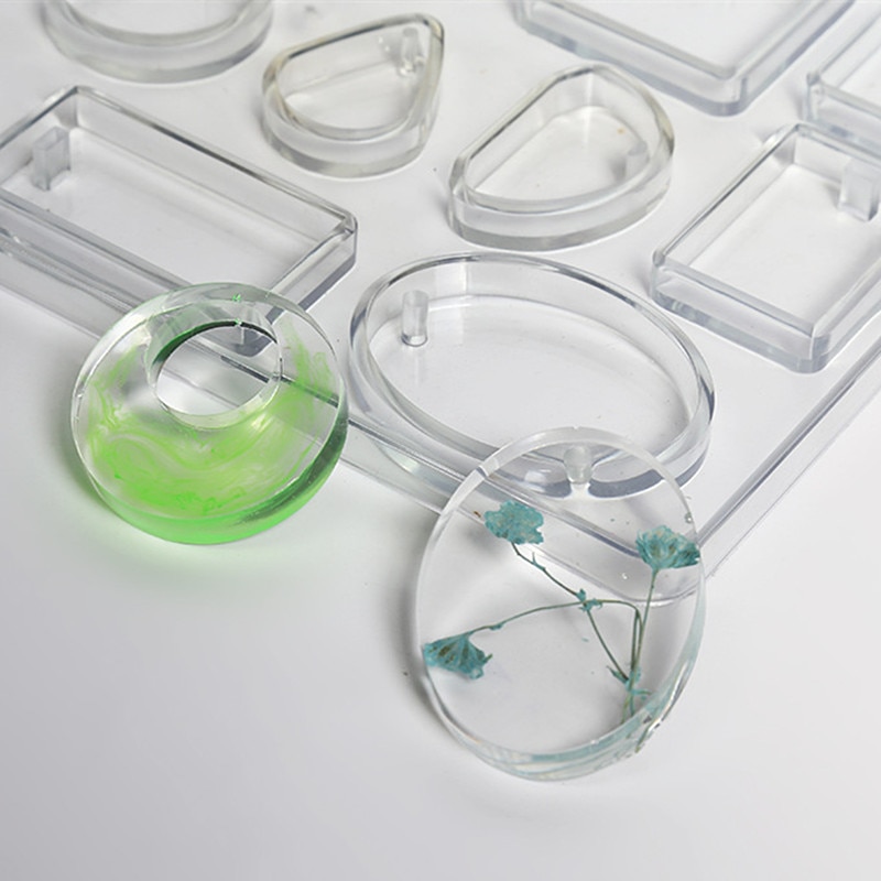 Silicone Casting Mold For DIY Resin Jewelry Pendants 12 Shapes Silicone Casting Mold Tools For Clay Epoxy Resin