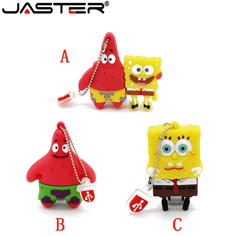 JASTER Sponge Bob usb flash drive cartoon Patrick Star&Sponge Bob Pendrive USB2.0 Flash 4GB/8GB/16GB/32GB/64GB Memory Stick