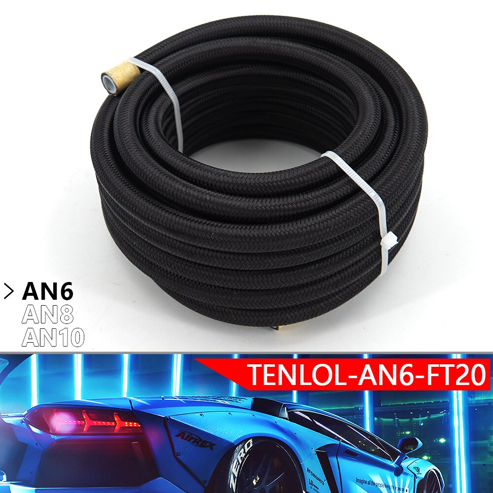 10/20 meter 3m/6m an6 an8 an10 ptfe oljedrivstoffslange med nylonflettet innside av ptfe: Lavendel
