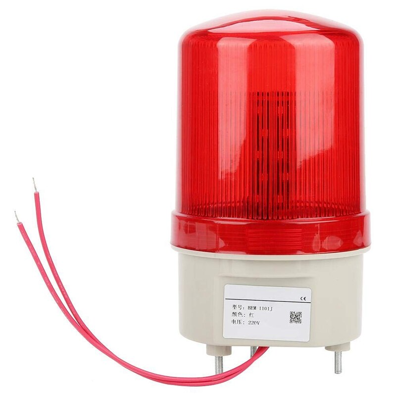 Industrielt blinkende lydalarm, bem -1101j 220v røde led-advarselslys akustisk-optisk alarmsystem roterende lys nødsituation: Default Title