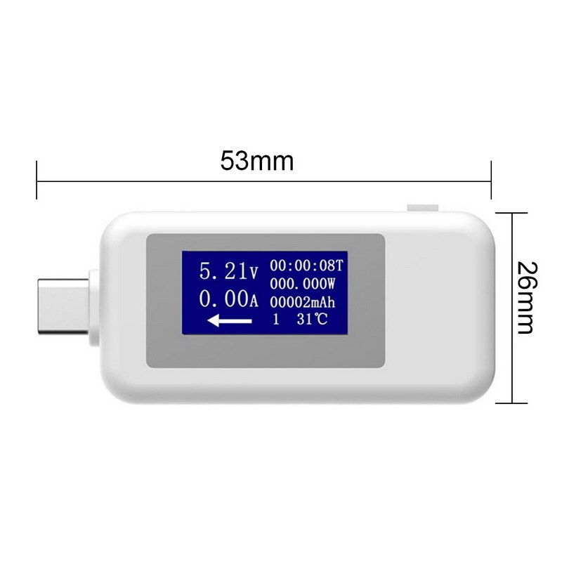 Usb Tester 4-30V 0-150W Multimeter Digitale Stroom En Spanning Meter Capaciteit Power Charger Detector voor Smart Telefoon: Type-c White