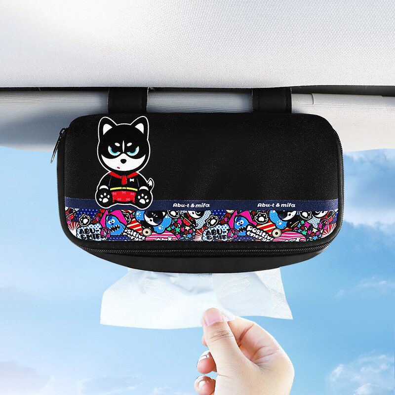 Car Paper Box Sun Visor Car Tissue Cover Hanging Car Tissue Box Car Interior Decoration Supplies Cartoon Modeling