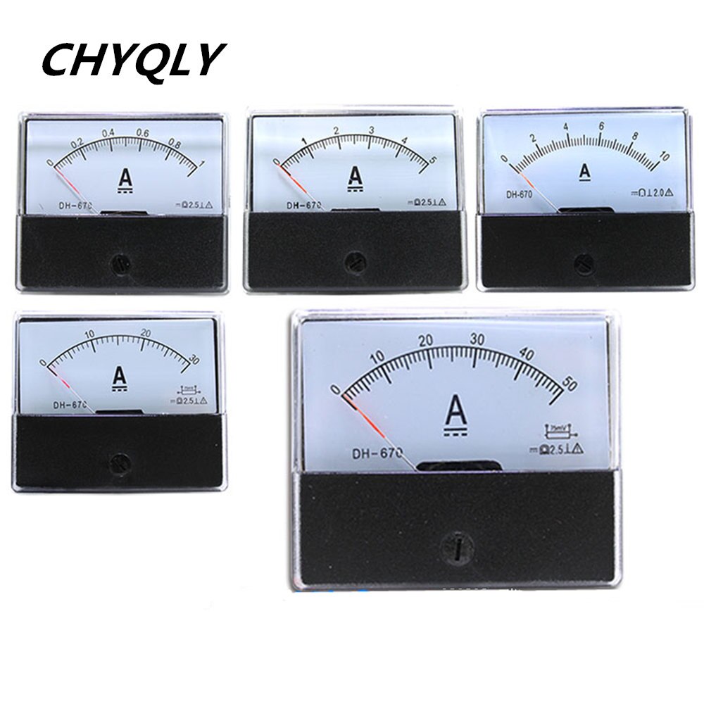 Pointer Analog Amp Panel Meter Current Ammeter DC 1A 2A 5A 10A 15A 20A 30A 50A 100A 150A 200A 300A 500A/75mV DH-670