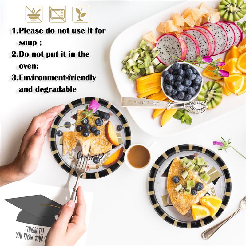 Amosfun 30 stuks ronde wegwerp papieren dinerborden voor afstudeerfeestjes