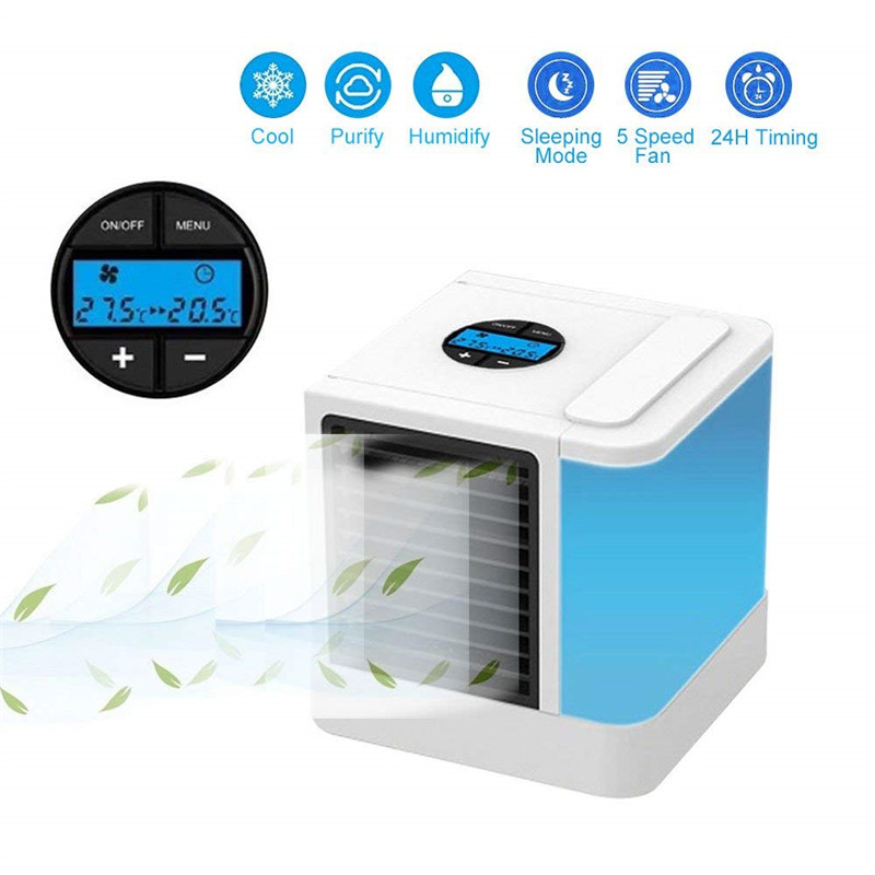 Portable Mini Air Conditioner Fan Personal Space Cooler The Quick Easy Way to Cool Any Space Home Office Desk Air Conditioning: white with lcd