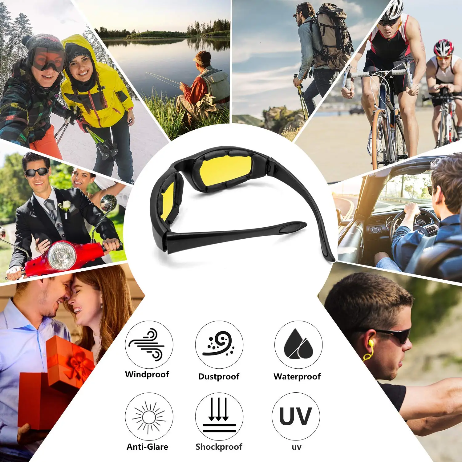 Universele Motorbril Fiets Motorfiets Winddicht Bril Mannen Vrouwen Zonnebril Anti-Fog UV400 Stofdicht Bril