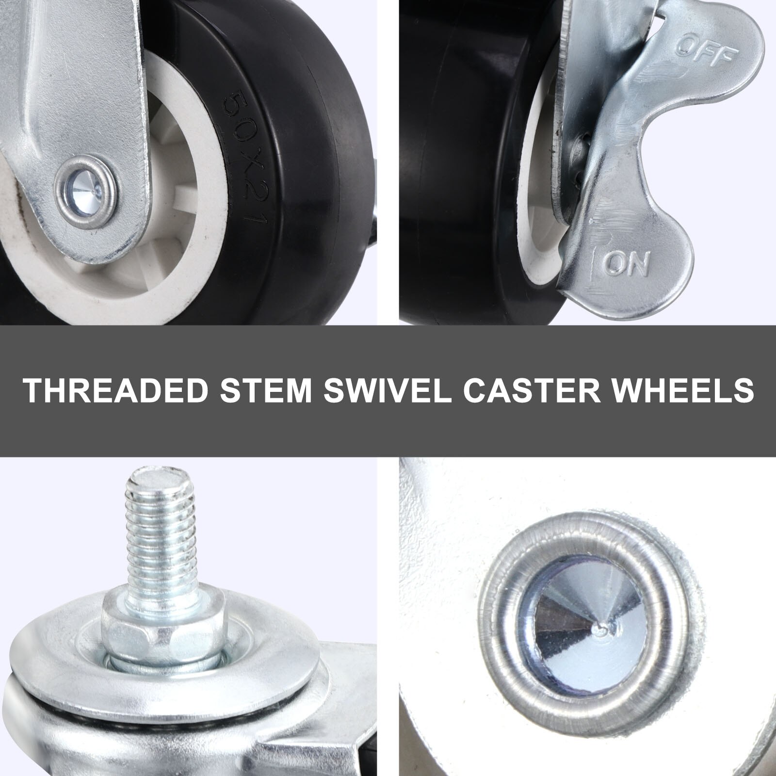 4Pcs Heavy Duty 2 Inch Zwenkwiel Wielen Geruisloze Industriële Wielen