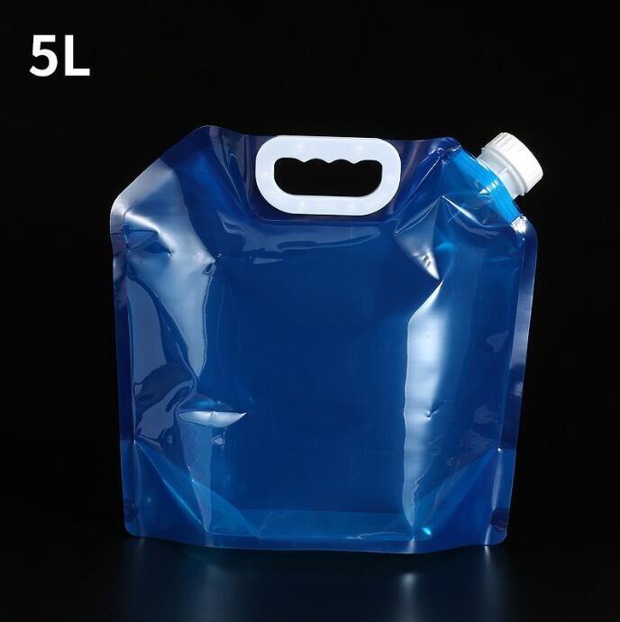 Foldable PE Water Bag Tasteless Safety Seal Portable Drinking Water Container Survival Storage Bag for Camping Hiking 3 Size: Blue 5L