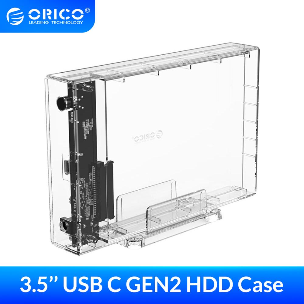 ORICO 3.5 inch HDD Behuizing USB 3.1 Type C 10Gbps Transparante HDD Case SATA naar USB C Transparant HDD docking station