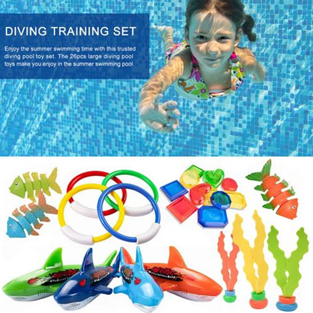 26 Stks/set Kinderen Duiken Spel Speelgoed Set Kids Onderwater Zwemmen Duiken Training Speelgoed Kit