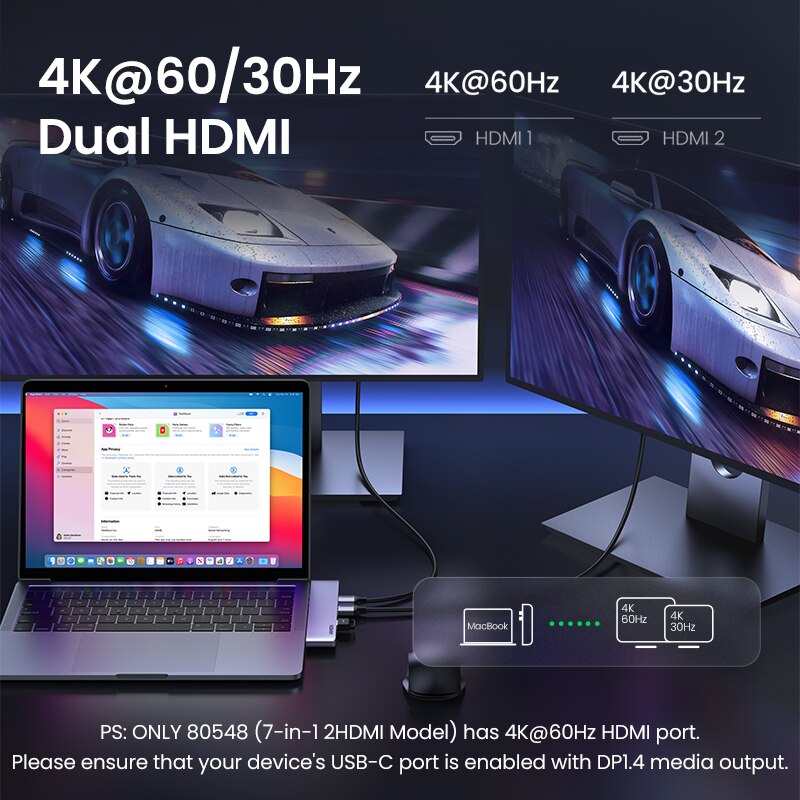 Ugreen usb c hub dual type-c til multi usb 3.0 4k hdmi for macbook pro air adapter thunderbolt 3 dock usb  c 3.1 port type c hub