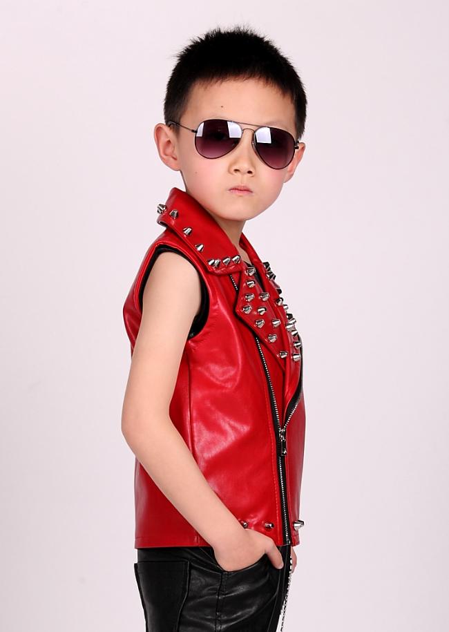 Chicos hip-hop chaqueta de cuero remache chaleco nuevos niños de Ropa de baile chaleco Modis niños ropa Y1234