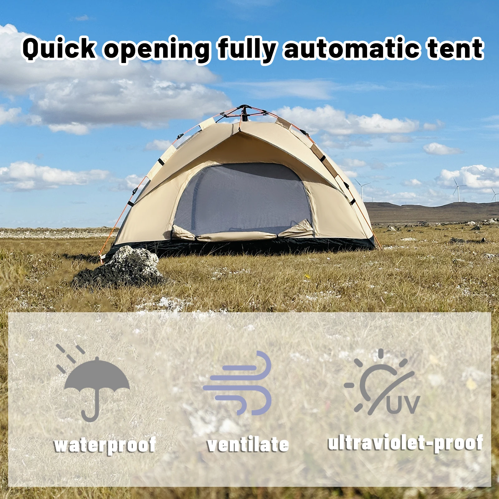Snel op te zetten pop-up tent voor  up 4 personen - waterdichte, uv-werende schuilplaats voor strand, vissen, kamperen, familietenten, outdoor kampeertent