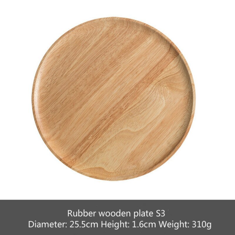 2 Japan-Style Rubber Wooden Tray Acacia Mangium Tableware Household Simple Solid Wood Disc Steak Cake Snack Healthy Wooden Dish: Rubber wooden S3