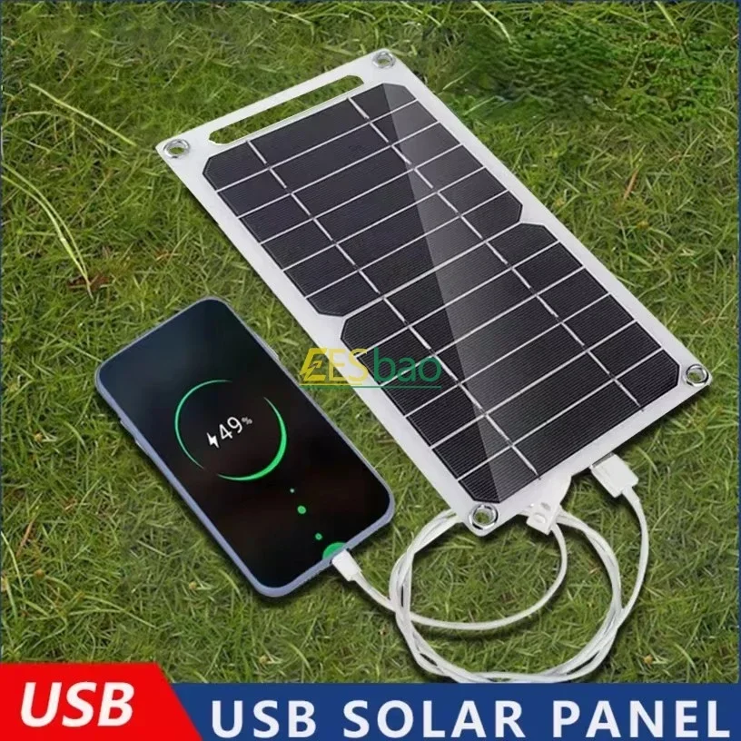 Solar Panel USB Waterproof Outdoor Hiking Camping Portable Battery Mobile Phone Charging Bank Charging Panel