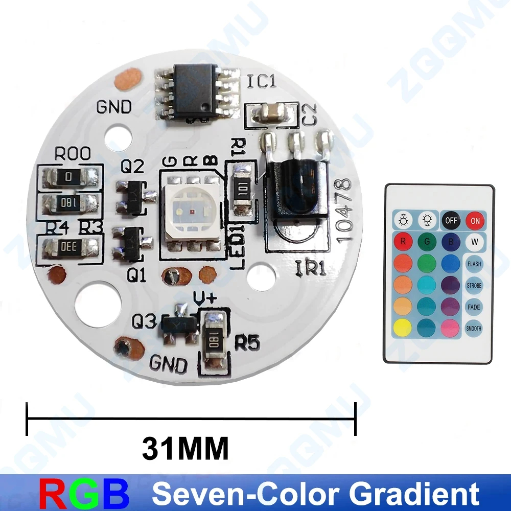 1 stk. led  dc5v farverige gradient rgb lyspaneler 38mm lyskilder med fjernbetjening til gør-det-selv bøgetræslampe led scenelys: Mørkegrå
