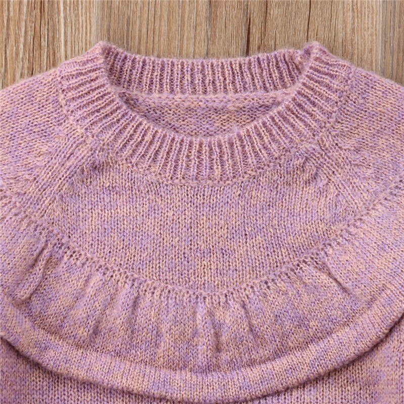 0-36M Neugeborenen Baby Mädchen Herbst zur Seite fahren Spitzen Rüschen Gestrickte Warme Rüschen Mantel Rufflesouterwear Solide Rosa Baby Mädchen zur Seite fahren