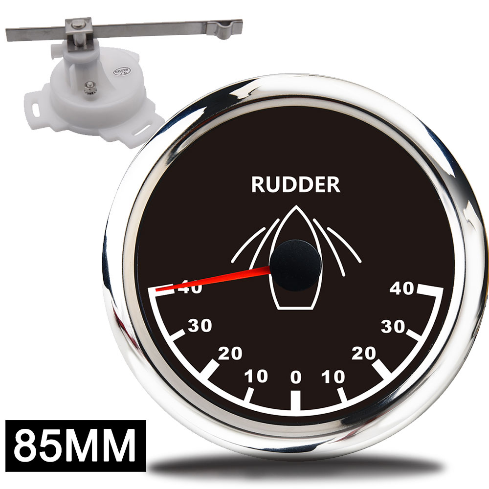 85mm båd marine ror vinkel indikator måler 0-190 ohm med ror vinkel meter sensor rød baggrundslys 12v/24v -40 ~ 40 rækkevidde