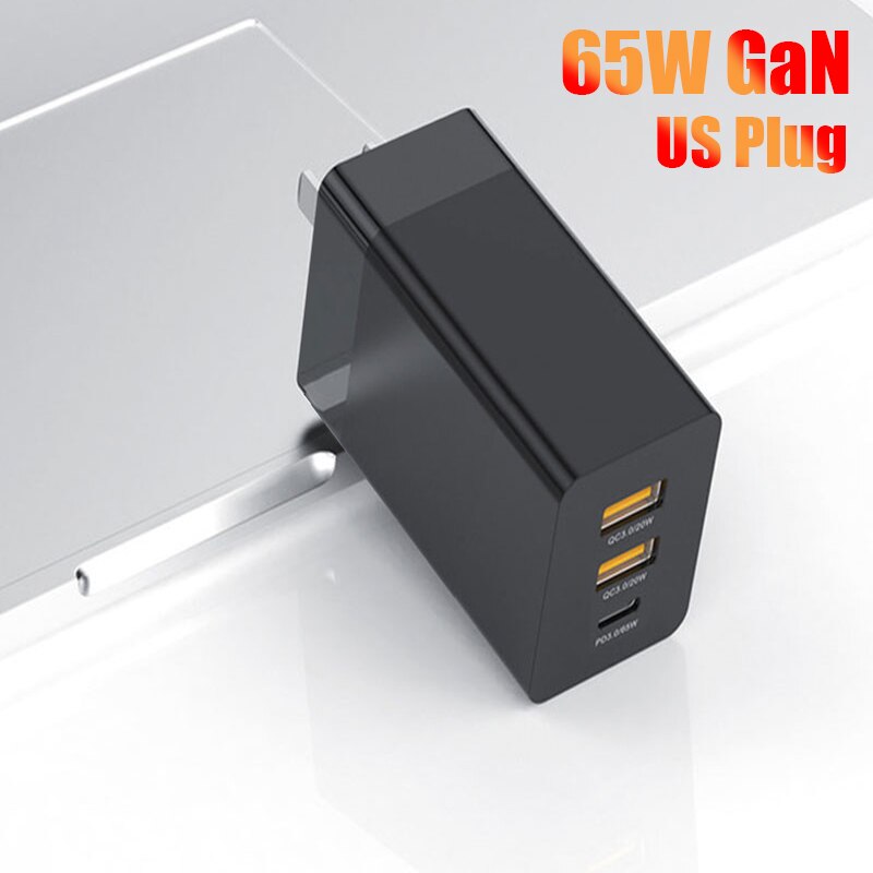 65W USB Fast Charging Adapter Universal PD Type C Quik Charge 3.0 GaN Charger For Samsung Xiaomi iPhone 12 11 Pro Mobile Phone: Black / US GaN Charger