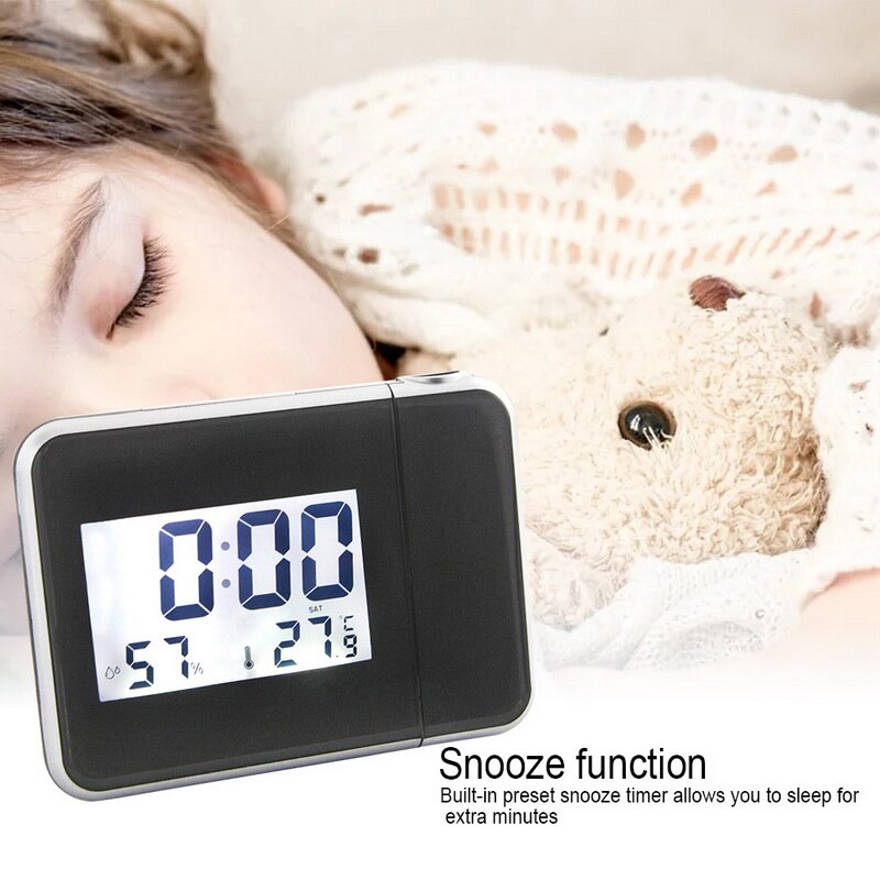 Led Projectie Wekker Digitale Datum Snooze Functie Achtergrondverlichting Projector Bureau Tafel Led Klok Met Tijd Projectie