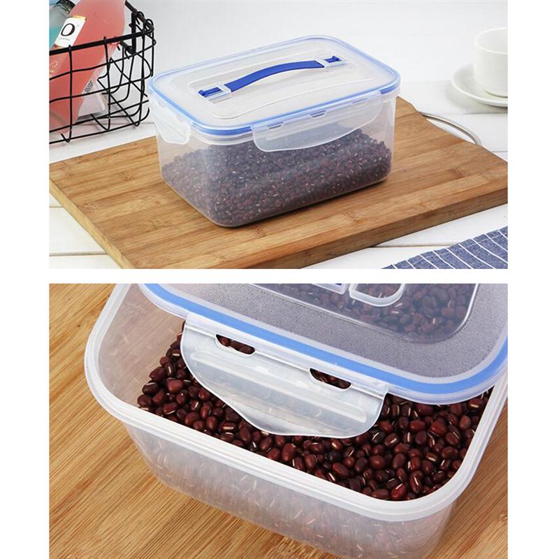 3.8L/2.4L Portable Rectangular Sealed Preservation Box Food Container Kitchen Storage Box with Handle Single Layer