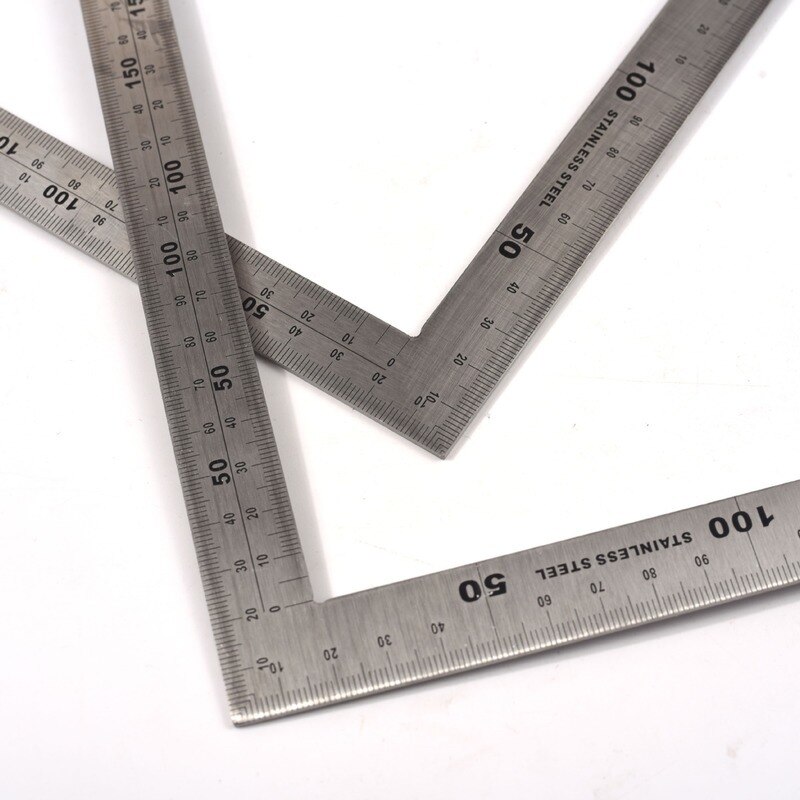 Angel 150 x 300mm 250 x 500mm Thicker 2mm Stainless Steel 90 Degree Right Angle Ruler for Woodworking / Office Measuring Tools