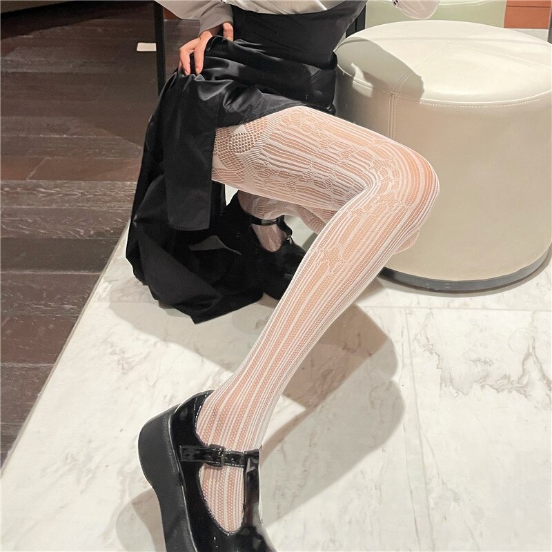 Pantyhose Fish Net Mesh Black White Tights Different Pattern Club Wear Party Pantyhose Stockings for Women Tights