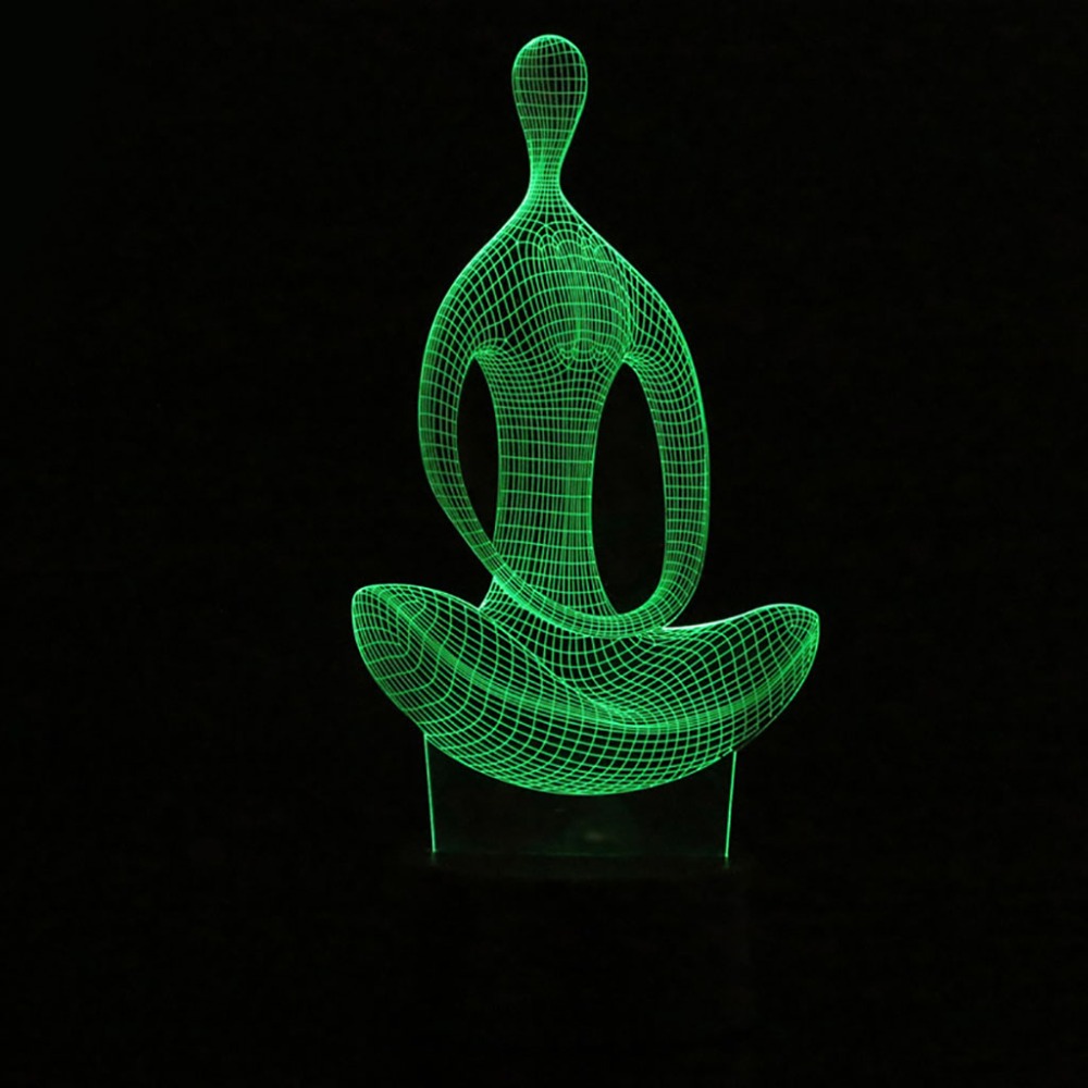 3D Illusion Yoga Meditatie Nachtlampje 7 Kleur Change Led Desk Tafellamp Speelgoed Room Lights Decor