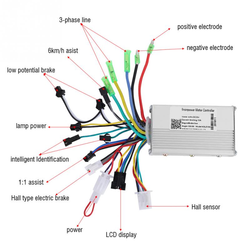 Electric Bike Control 24V 36V 48V 60V 250W/350W Bicycle Scooter Controller LCD Display Brushless Panel with Shift Switch E-bike