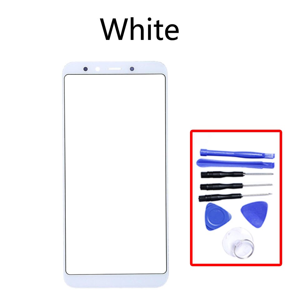 Panel táctil frontal para Xiaomi Mi 6X Mi6X Mi A2 MiA2, pantalla LCD, cubierta de vidrio, reparación de lentes, piezas de repuesto: White-With tool
