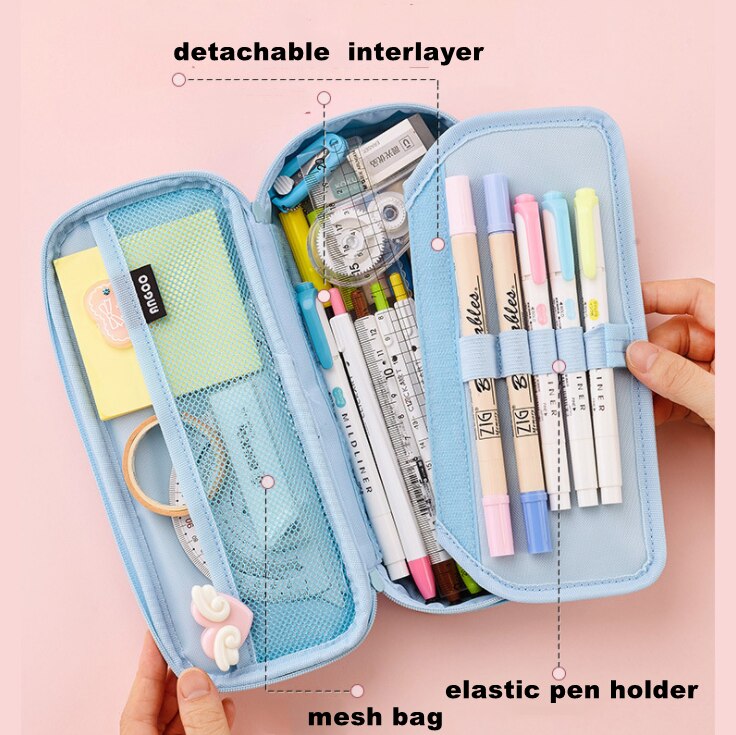 Estuche escolar Kawaii con mango y bolígrafo de gran capacidad para niñas y niños, Kit de papelería, 1 unidad