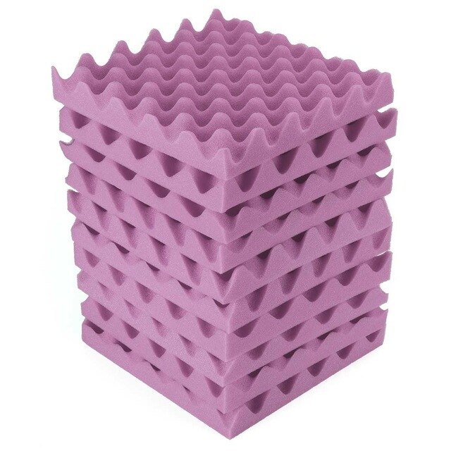 10pcs/set 25x25x4cm Sound-absorbing Sponge Soundproof Sponge Noise Insulation Foam Piano Drum Shed Room Classroom Wall Muffler: Purple
