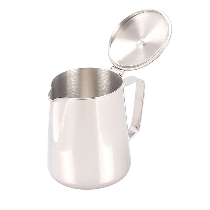 Stainless Steel 300ml 600ml Coffee Pitcher Milk Frothing Jug With Cover Cappuccino Milk Jug Espresso Coffee Pitcher Barista Cups