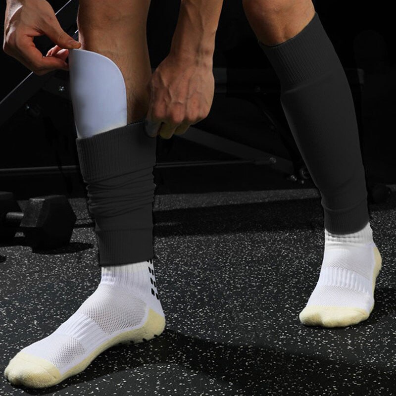 Protège-tibia de football pour adultes et adolescents, manchon de compression, manchon de mollet, chaussette de sport, soutien de protection des jambes, football, 1 paire