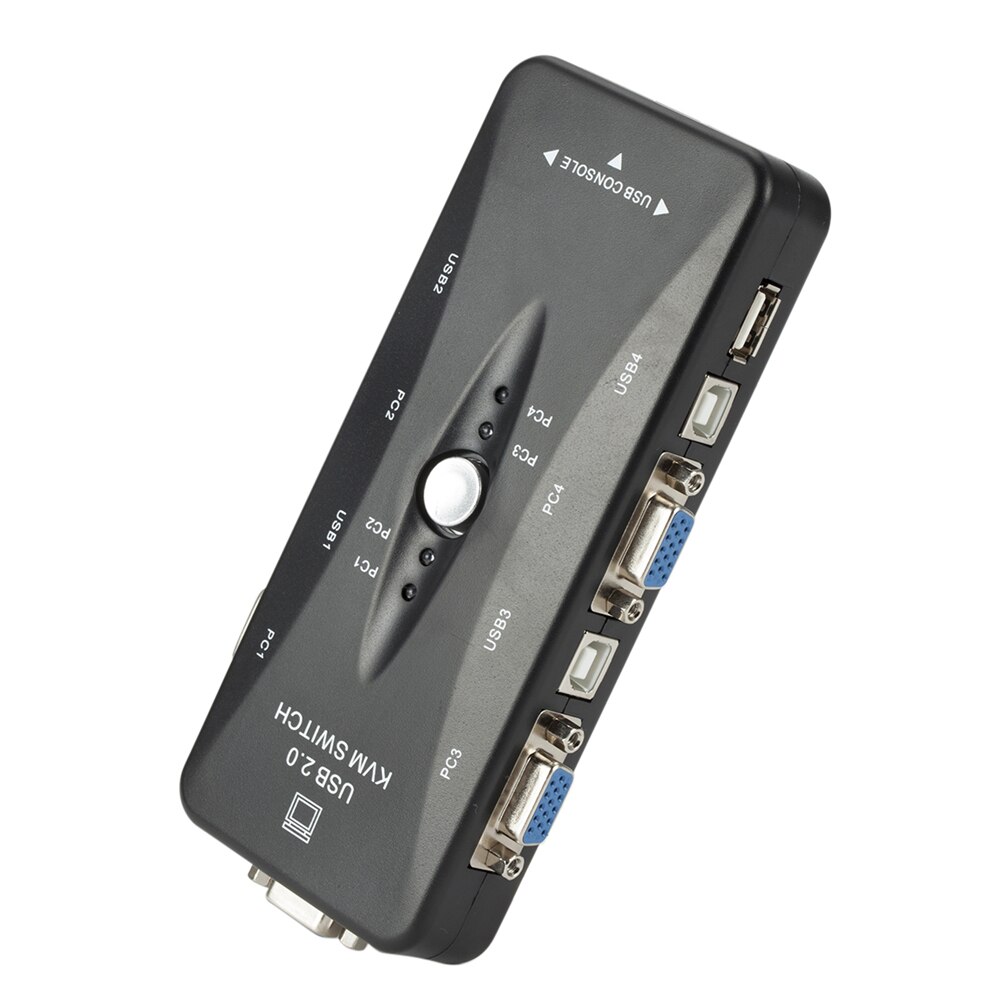 4-port USB 2.0 KVM switch mouse/keyboard/VGA video monitor 250MHz 1920x1440