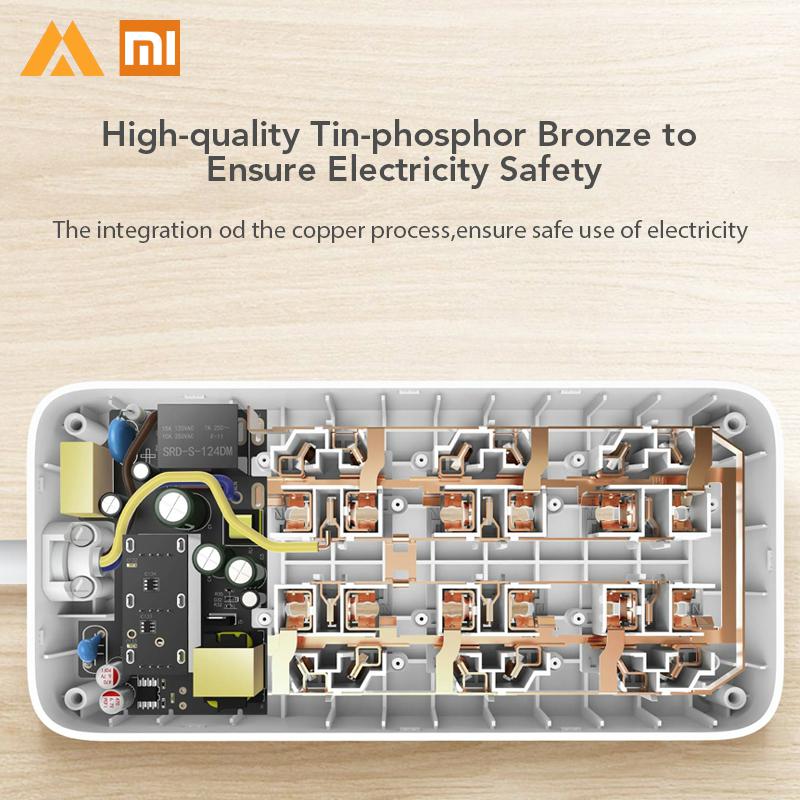 Original Weiß Xiaomi Mijia Energie Streifen 6 Steckdosen Mit 3 5 V 2.1A Schnelle Ladung USB Häfen Ladung Energie Streifen für Höhle Täglichen Gebrauch