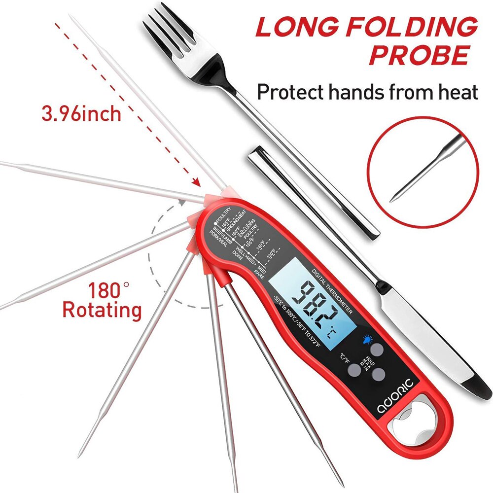 Cooking Digital Thermometer Instant Read Meat Food Probe Fast Foldable Grill BBQ Barbecue Kitchen Temperature Meter