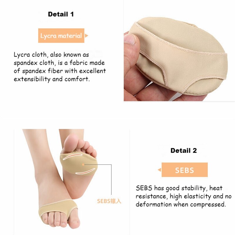 1 Paar Vorfußpolster für Damen, Ferseneinlegesohlen für Schuhe, atmungsaktive Fußpolster, Stoßdämpfung, Schuhpolster, Größe anpassen, halbe Einsätze