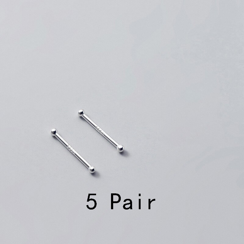 La monada manter as orelhas perfuradas studs 999 prata esterlina jóias finas minimalista brincos para mulheres prata 999 coreano: Two Bead5pair