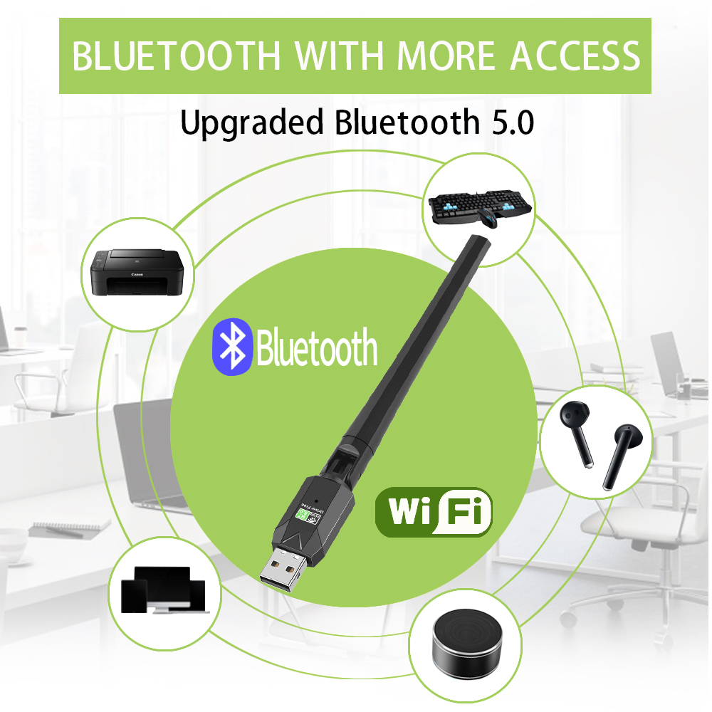 OPTFOCUS 600Mbps USB Bluetooth 5.0 AC Wifi Adattatore 2 in 1 Per PC BT wifi5 2.4G 5G 5dbi Dongle Usb Ricevitore WiFi Wireless Para PC