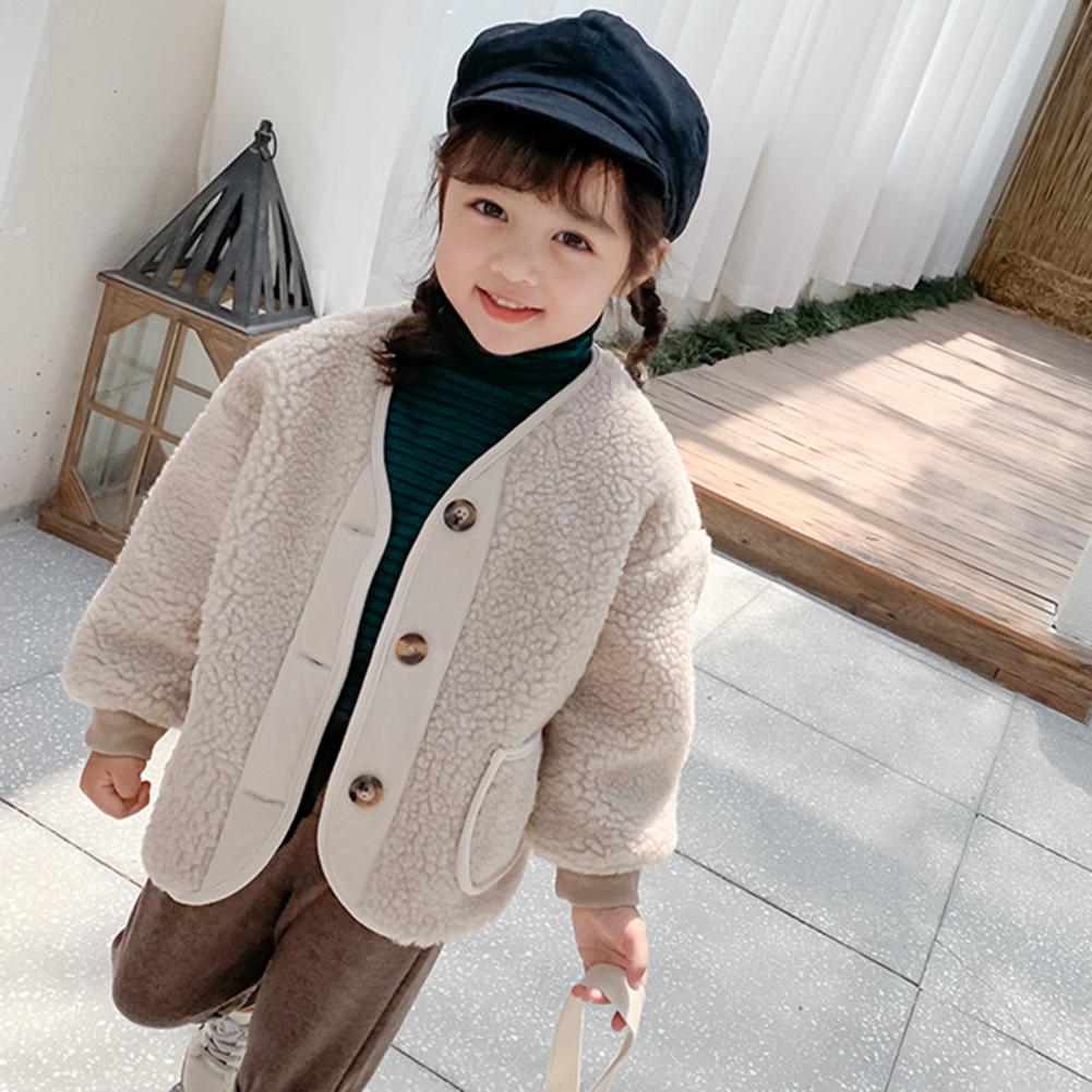 Lined Coat Button Closure Warm Soft Girls Jacket for Autumn