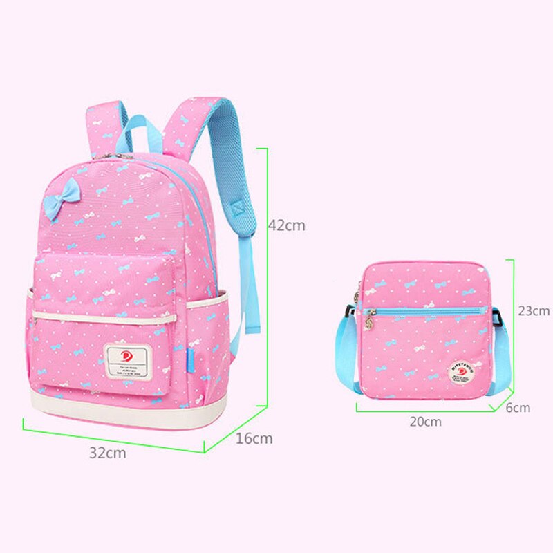 freundlicher Schule Tasche Nette Bogen Druck Mädchen Rucksack Schüler Bookbags 3 Stück einstellen freundlicher Rucksäcke Umhängetasche Kupplung Taschen