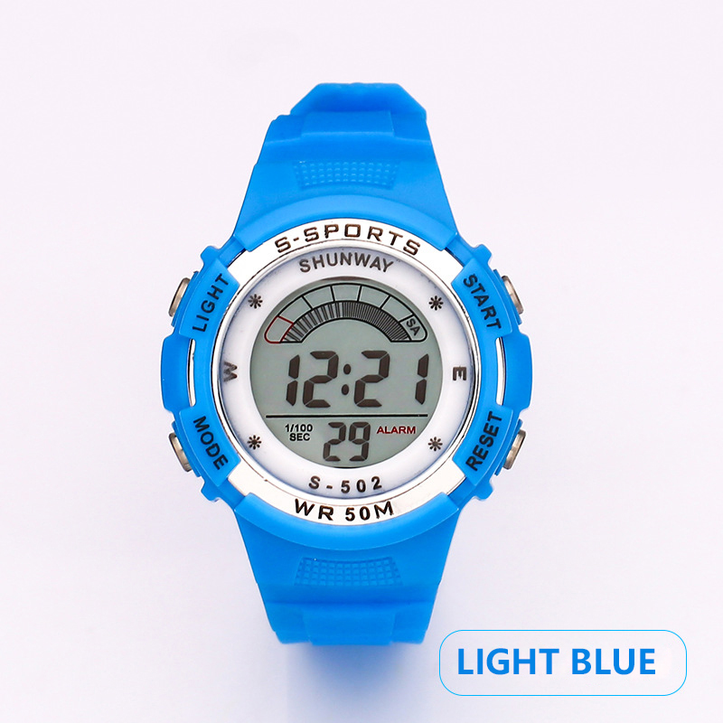 Uthai CE02 Kids Kinderen Horloge Elektronische Quartz Horloge Voor Jongen Meisje 50M Waterdicht Student Sport Horloges Kleurrijke Reloj: BK45-Light blue