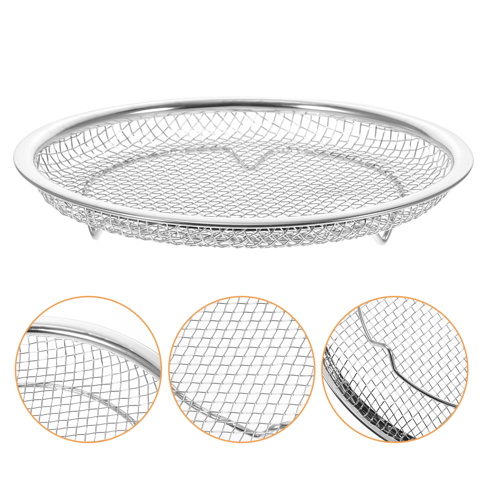 1pc 18cm Drain Net Fryer Oil Strainer Deep Basket Potato Cooking Stainless Steel Drainer For French Fries Round Frying Strainer