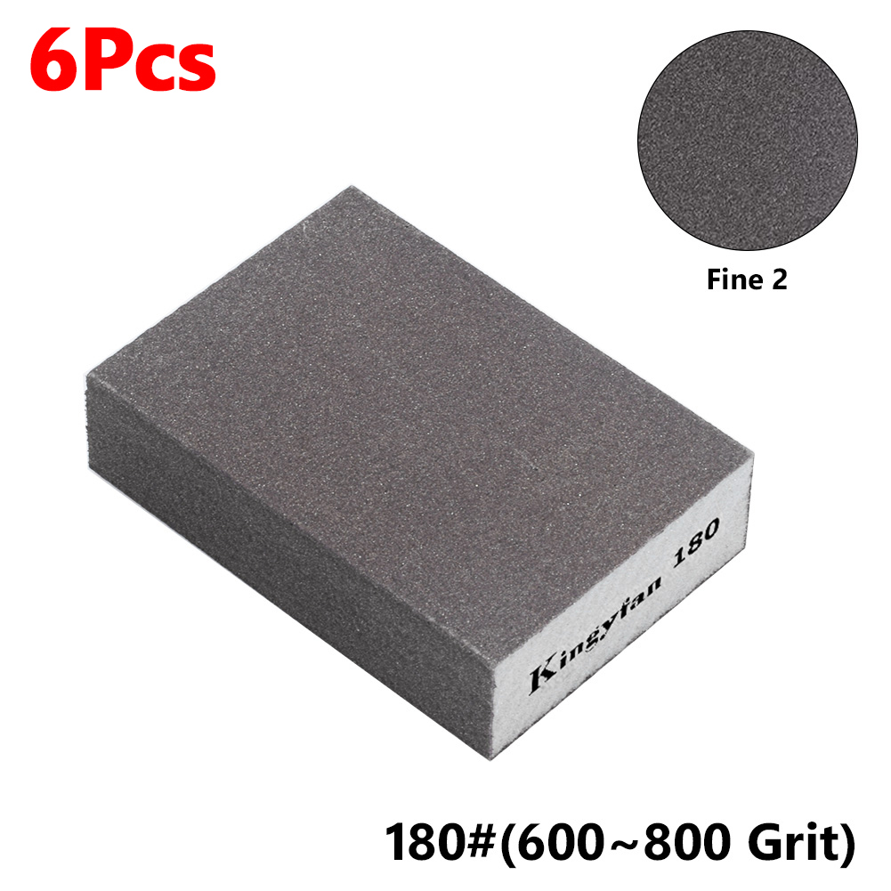 6 stk. slibesvampeblokke 60, 80, 100, 120, 180, 220 korn - vægslibning, model- og malingslibning, murstenspolering vægslibning: Rød