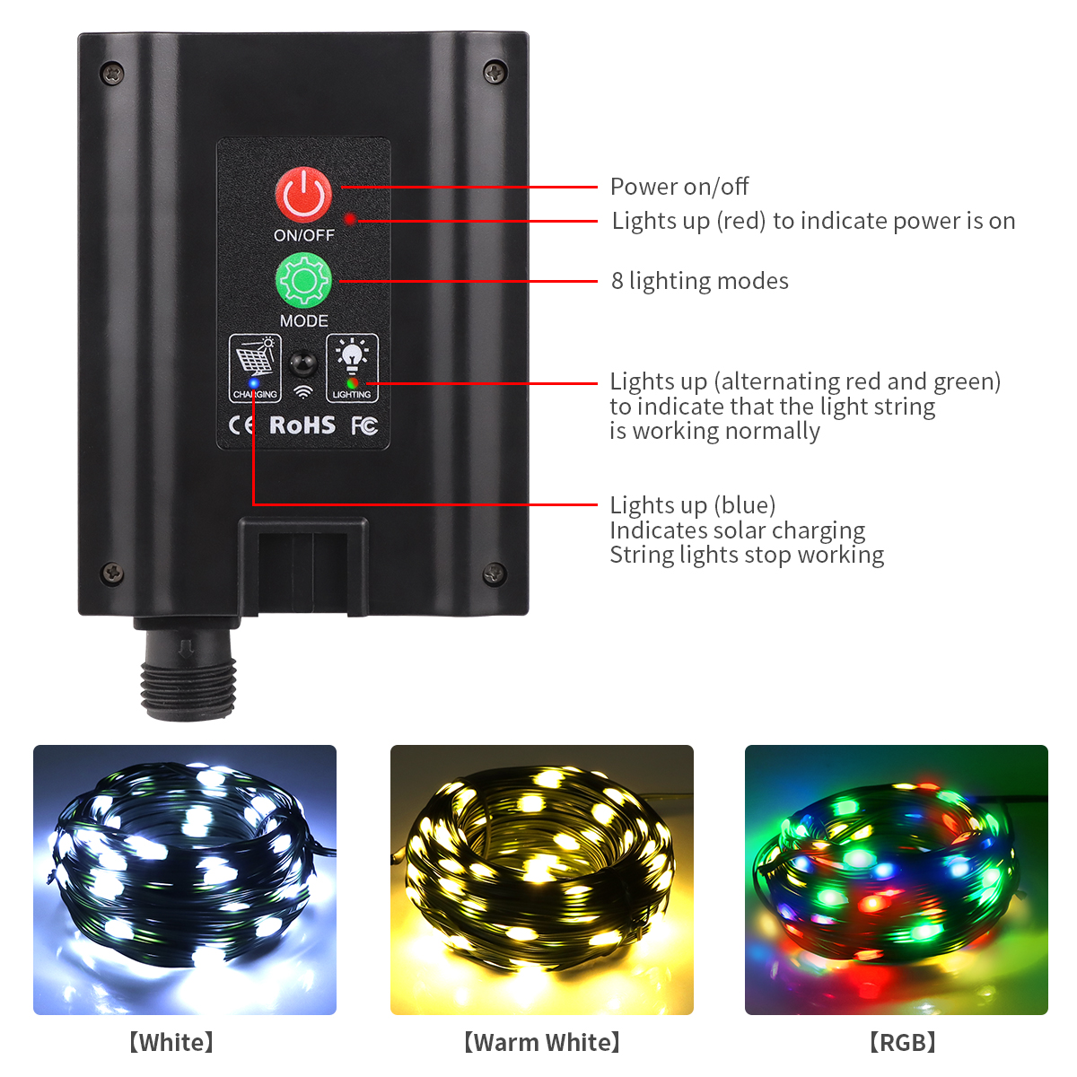 100M/50M/30M/20M/10M Outdoor Solar LED Light String Xmas Party Festoon Street Yard Wedding Garland Ambinet Decoration